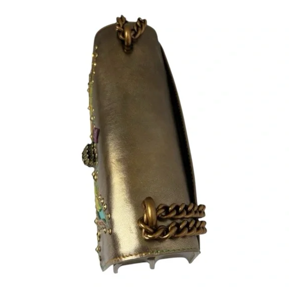 Kurt Geiger NWT Bronze Shoreditch Western Rhinestones Embroidered Metallic - Picture 6 of 12